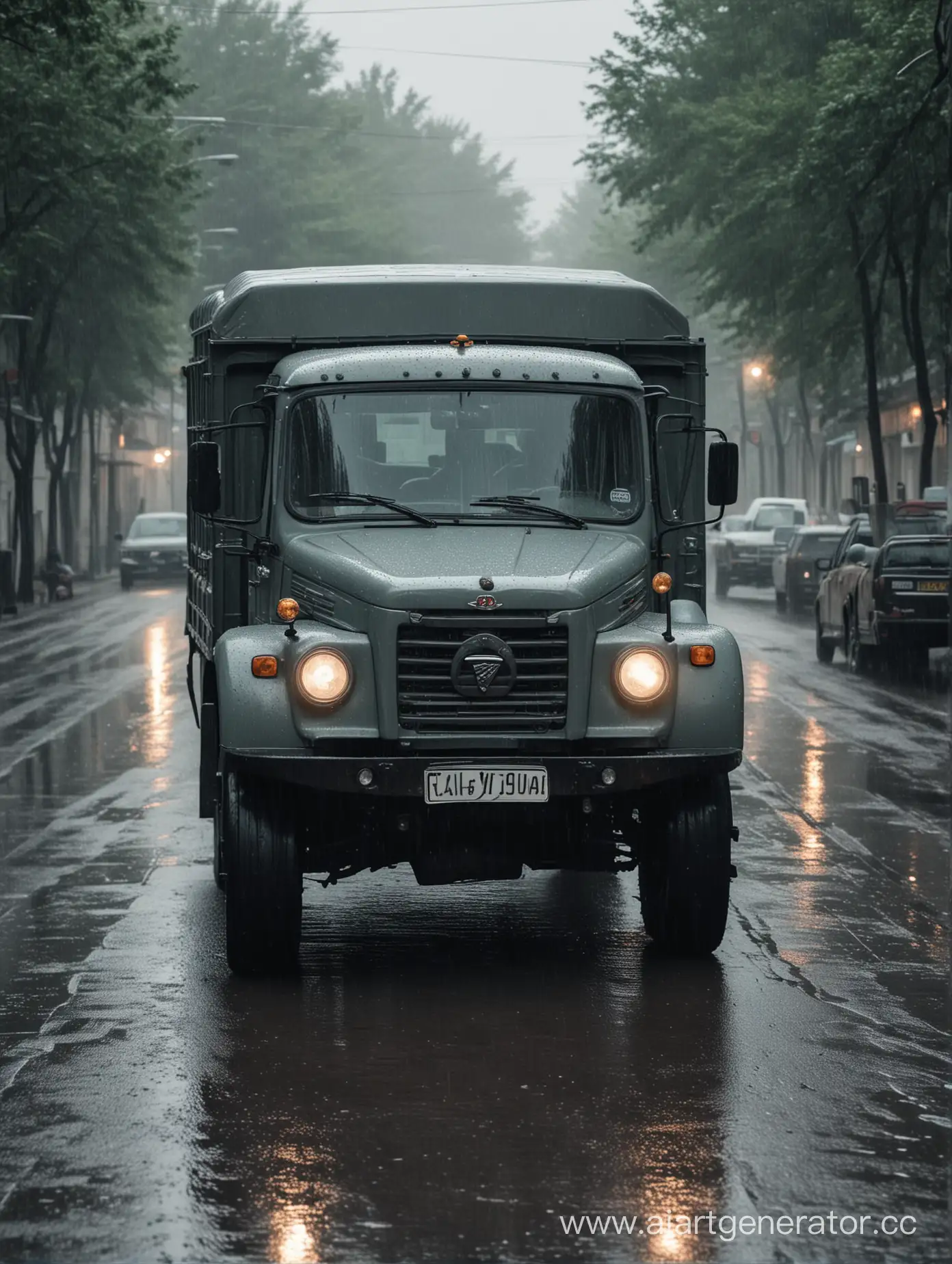 Rainy-Day-Scene-Gray-Atmosphere-with-ZIL-Car