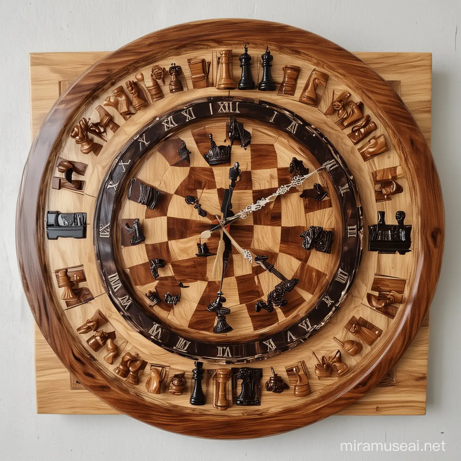 Stylish Epoxy Resin Wall Clock and Chess Set