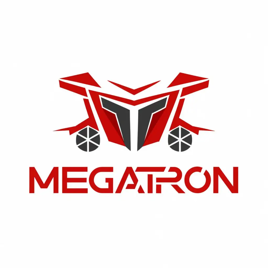 a logo design,with the text "megatron", main symbol:red car transform into robot,Moderate,be used in Automotive industry,clear background
