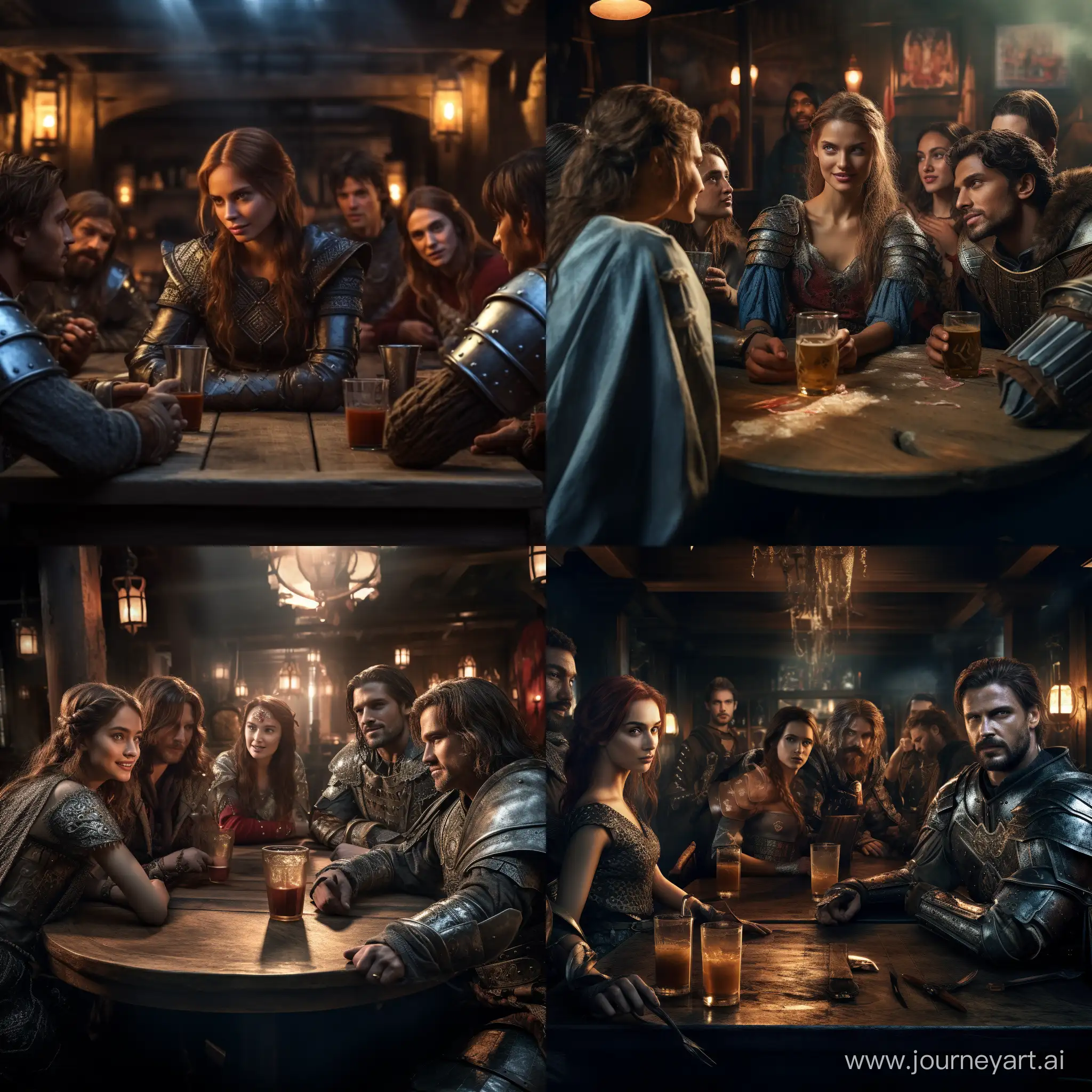 Medieval-Revelry-Ivanhoe-and-Knights-Enjoying-a-Vibrant-Night-at-the-Tavern