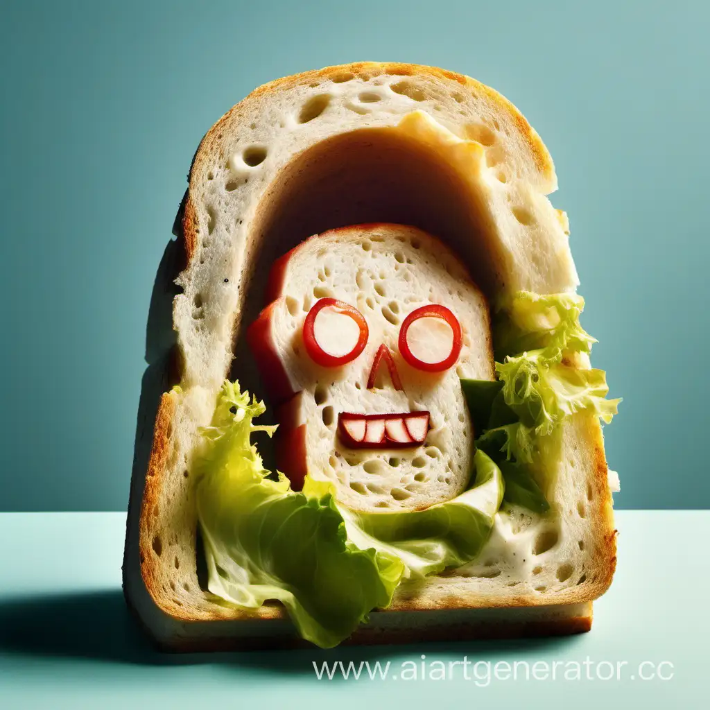 Juicy sandwich in the shape of a grave