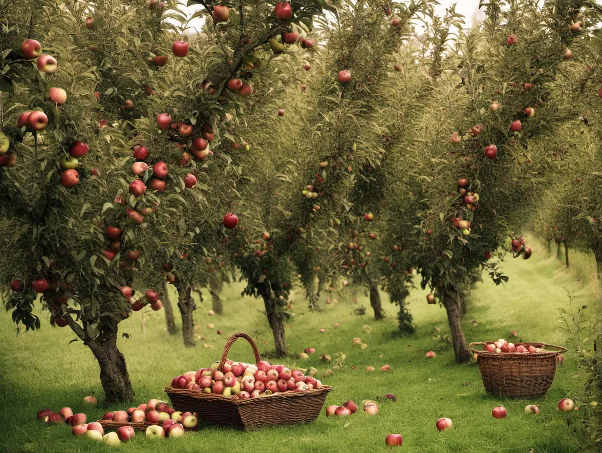 Bountiful Apple Harvest in Orchard Ripe Fruit Gathering