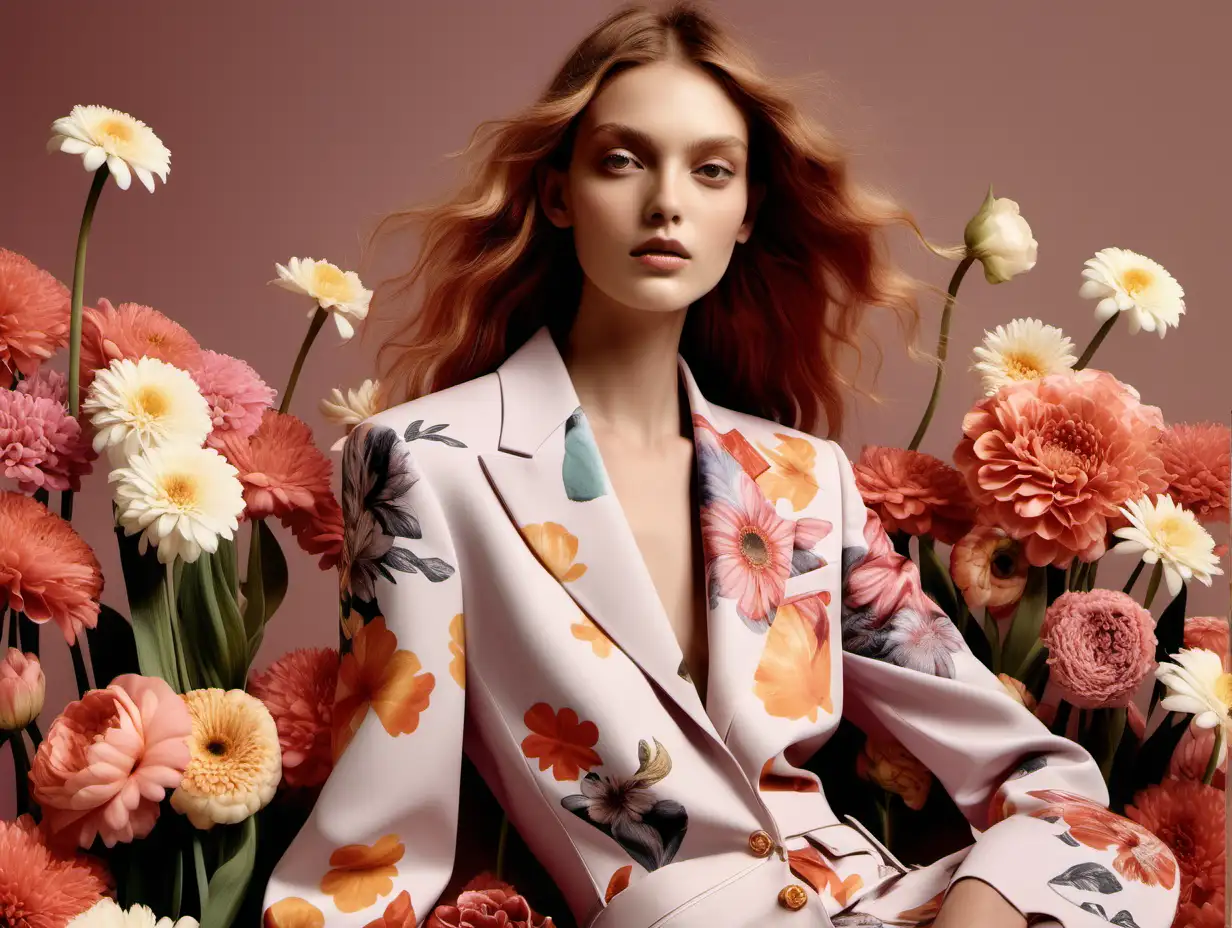 spring 2023 fashion advertising containing flowers
