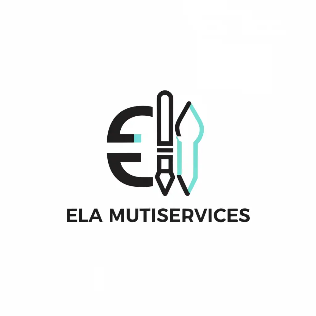 a logo design,with the text "ELA MULTISERVICES", main symbol:Office automation, design, art,Minimalistic,be used in Technology industry,clear background