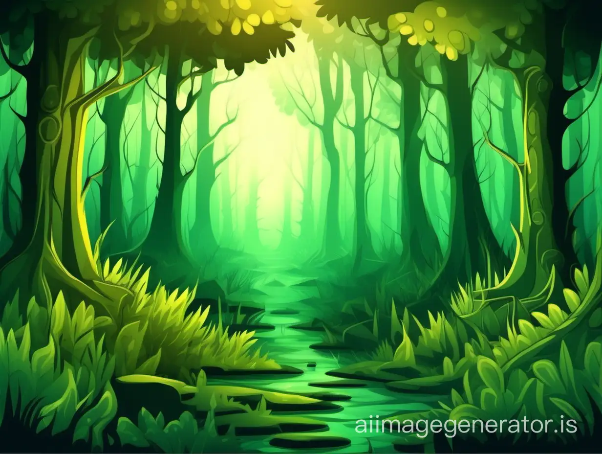 Fantasy forest 2D vector graphic background