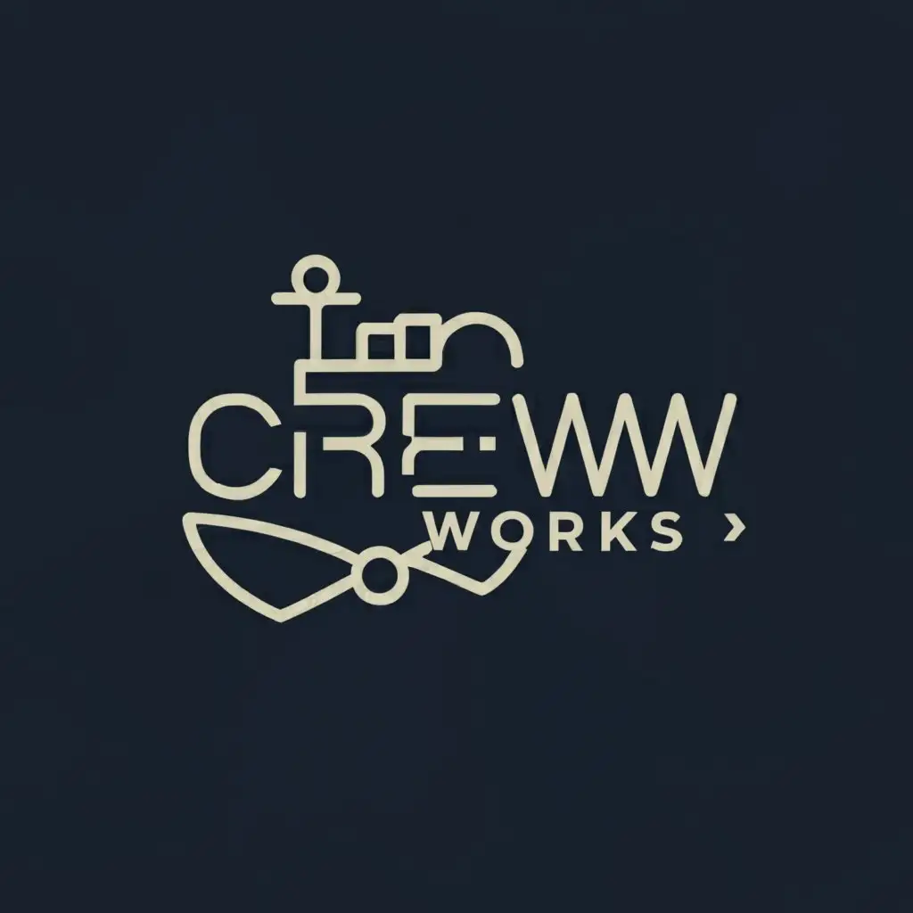 LOGO-Design-For-Crew-Works-Minimalistic-Ship-Clock-and-Compass-Symbol-in-Technology-Industry