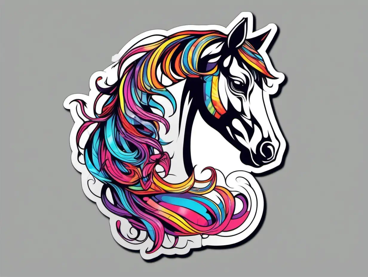 Vibrant Sticker Art Colorful Horse and Cat Duo