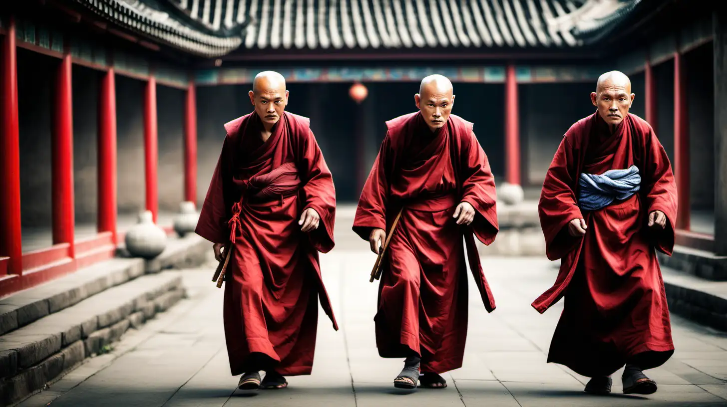 Ancient Chinese Monks Three Wise Elders in Tranquil Existence
