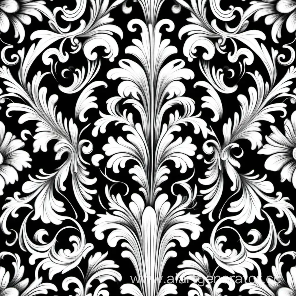 Elegant-Black-and-White-Baroque-Floral-Pattern