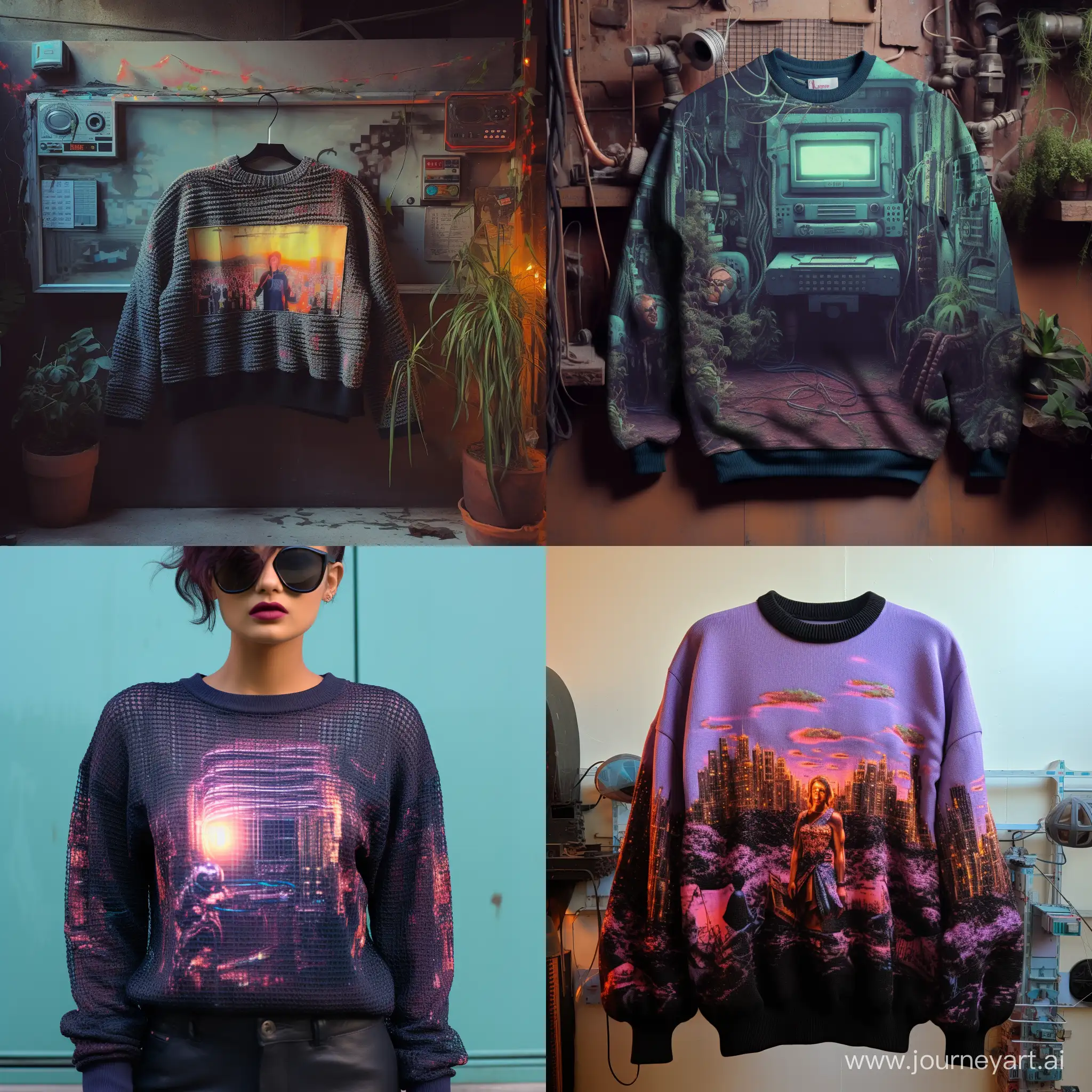 Cyberpunk-Computer-Domination-Oversize-Knitted-Sweater-Art