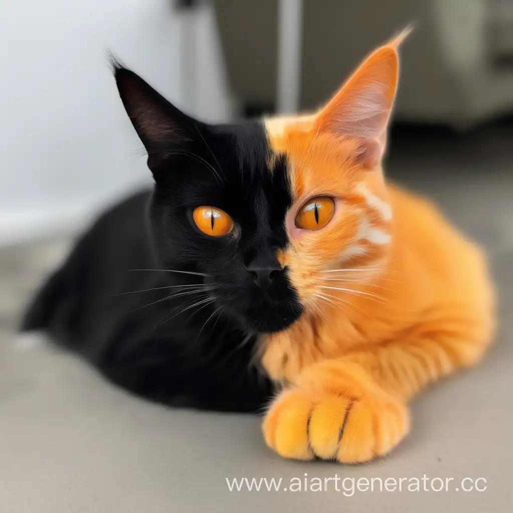 Кот который на половину оранжевый и на половину черный