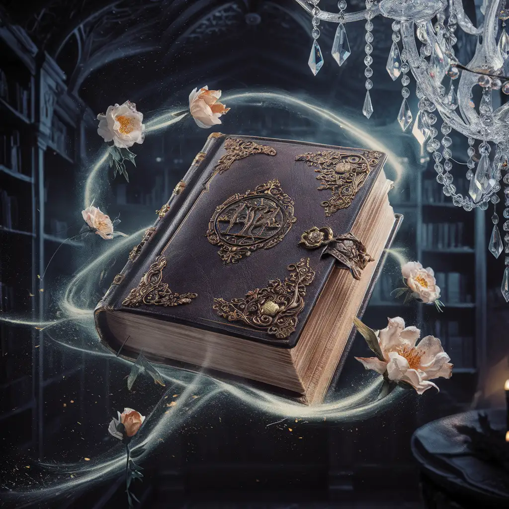 Enchanting VictorianEra Magical Book Scene with Ethereal Magic