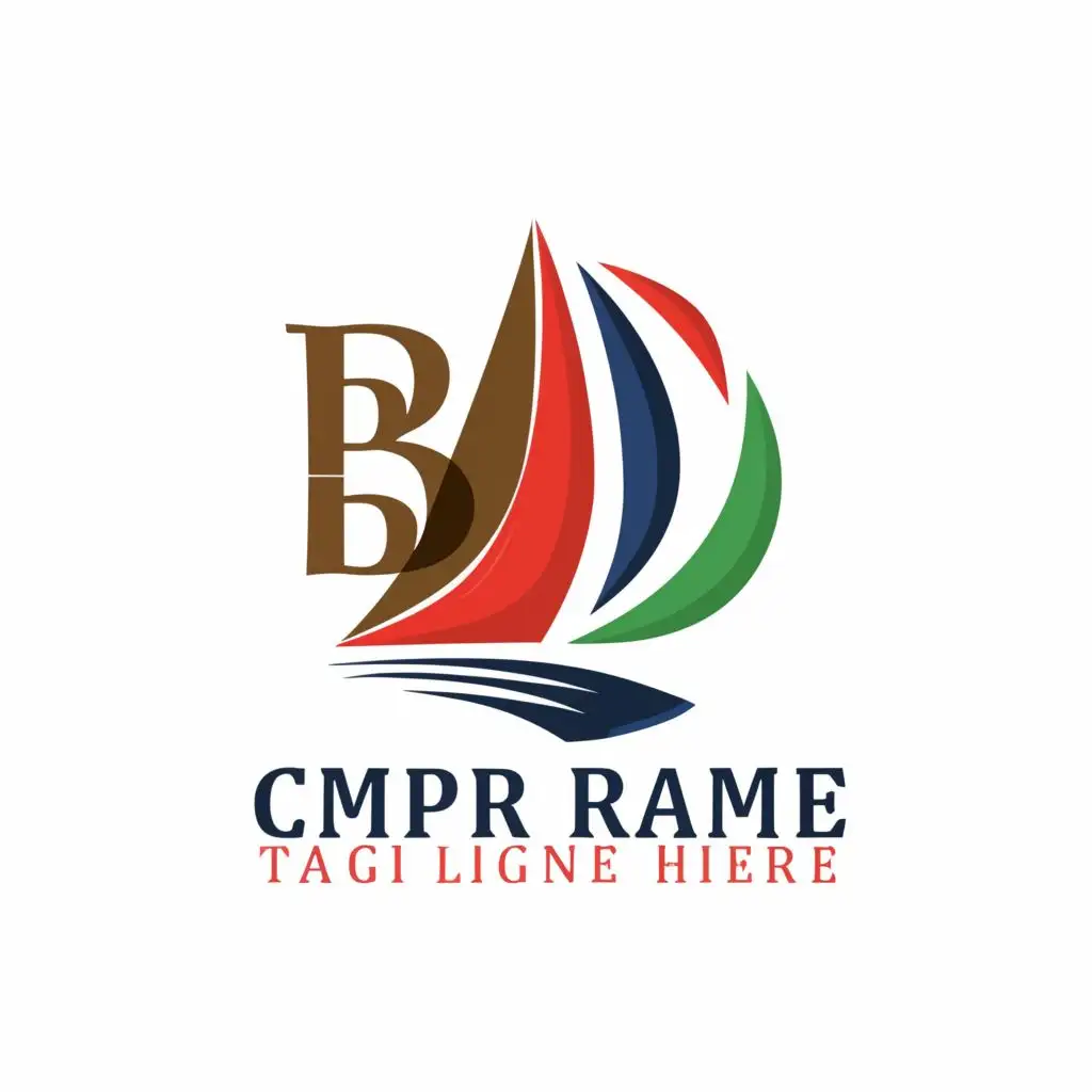a logo design,with the text "BENOIST de La Grandiere", main symbol:The logo base: Red yacht, Navy blue sail. The text is White/Marine green 'B', 'L', 'G'. Be used in Sailing Events industry, blue background,Minimalistic,be used in Internet industry,clear background