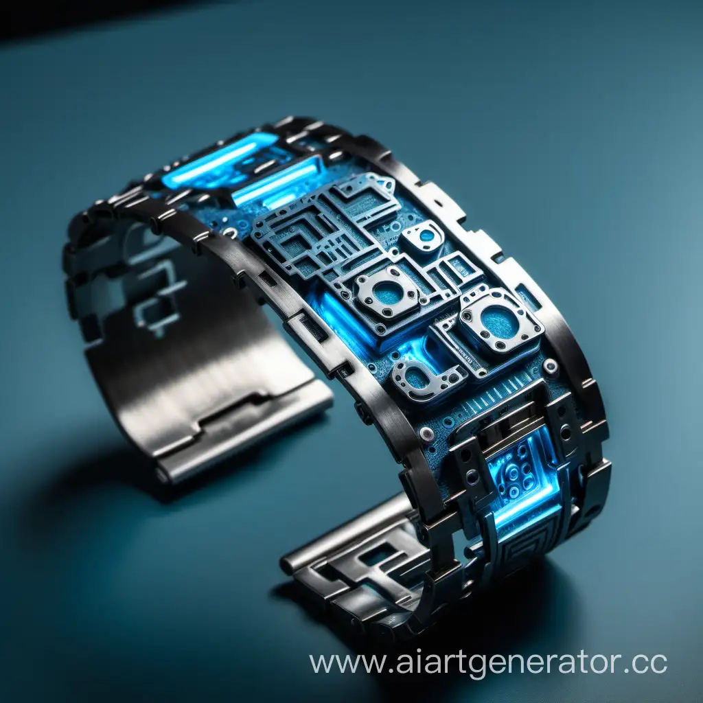 Futuristic-Blue-Cyberpunk-Bracelet-on-Table