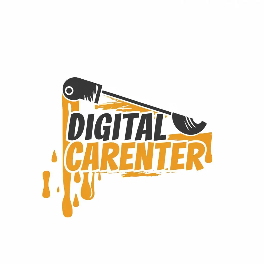 logo, The Logo Name cut out of a simple paint stroke that tapers on the left hand side., with the text "Digital Carpenter", typography, be used in Construction industry