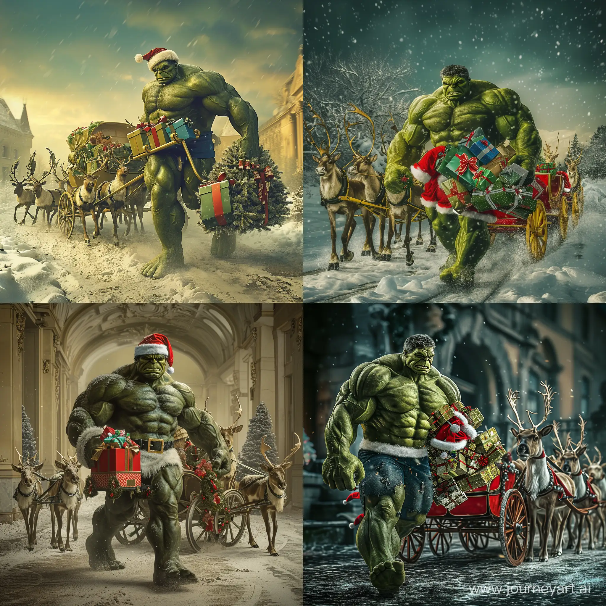 Santa-Hulk-Delivering-Gifts-with-Reindeer