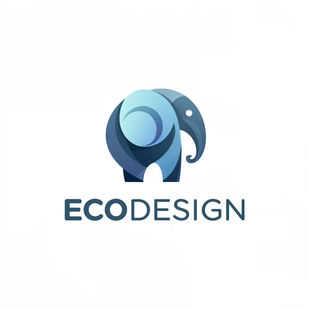 a logo design,with the text "EcoDesign", main symbol:Elephant,Умеренный,be used in Строительство industry,clear background