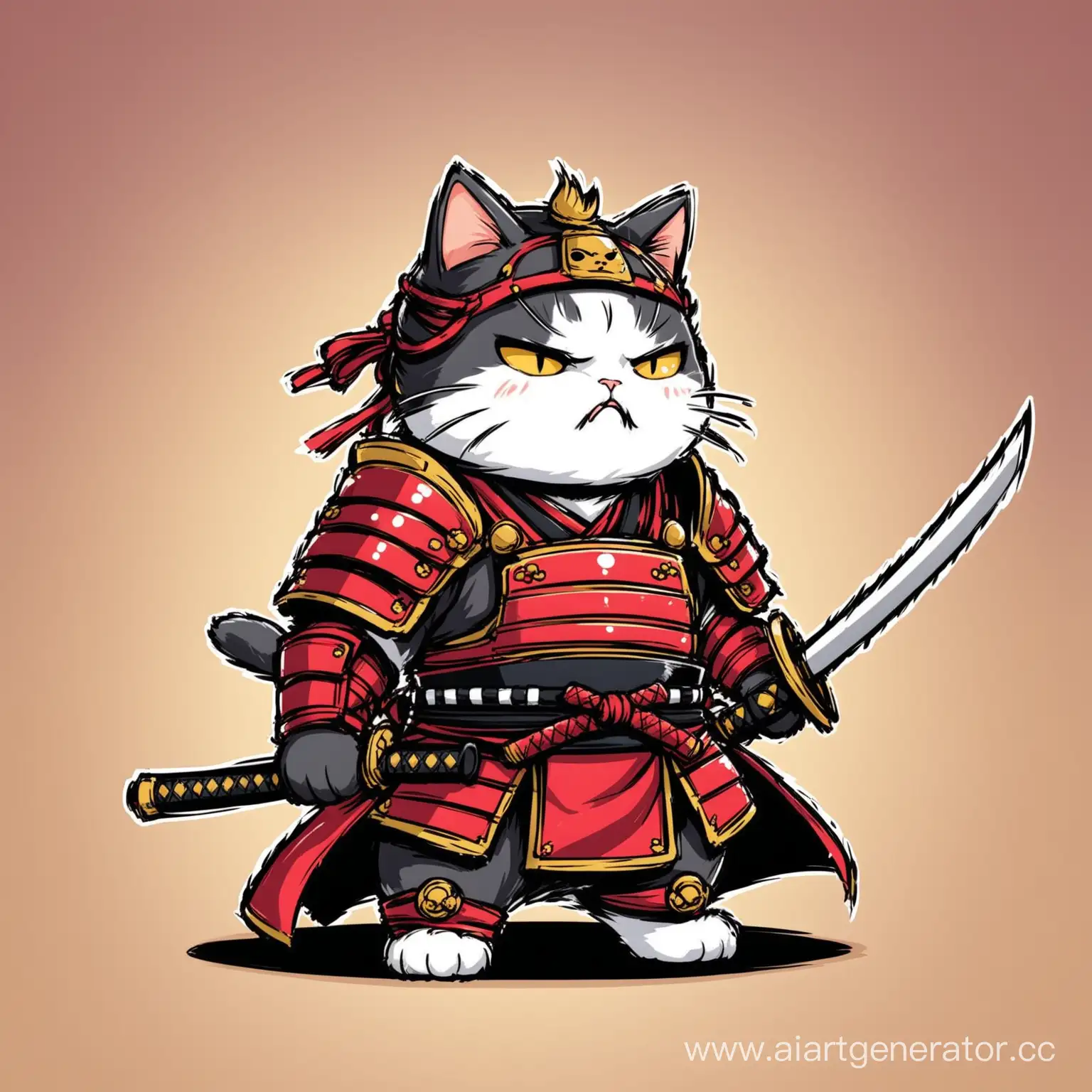 не доволный кот самурай