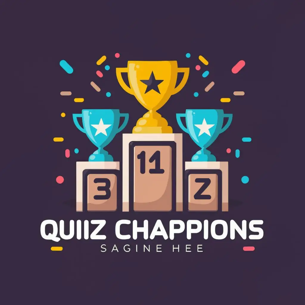 a logo design,with the text "Quiz Champions", main symbol:podestal,Moderate,be used in Entertainment industry,clear background