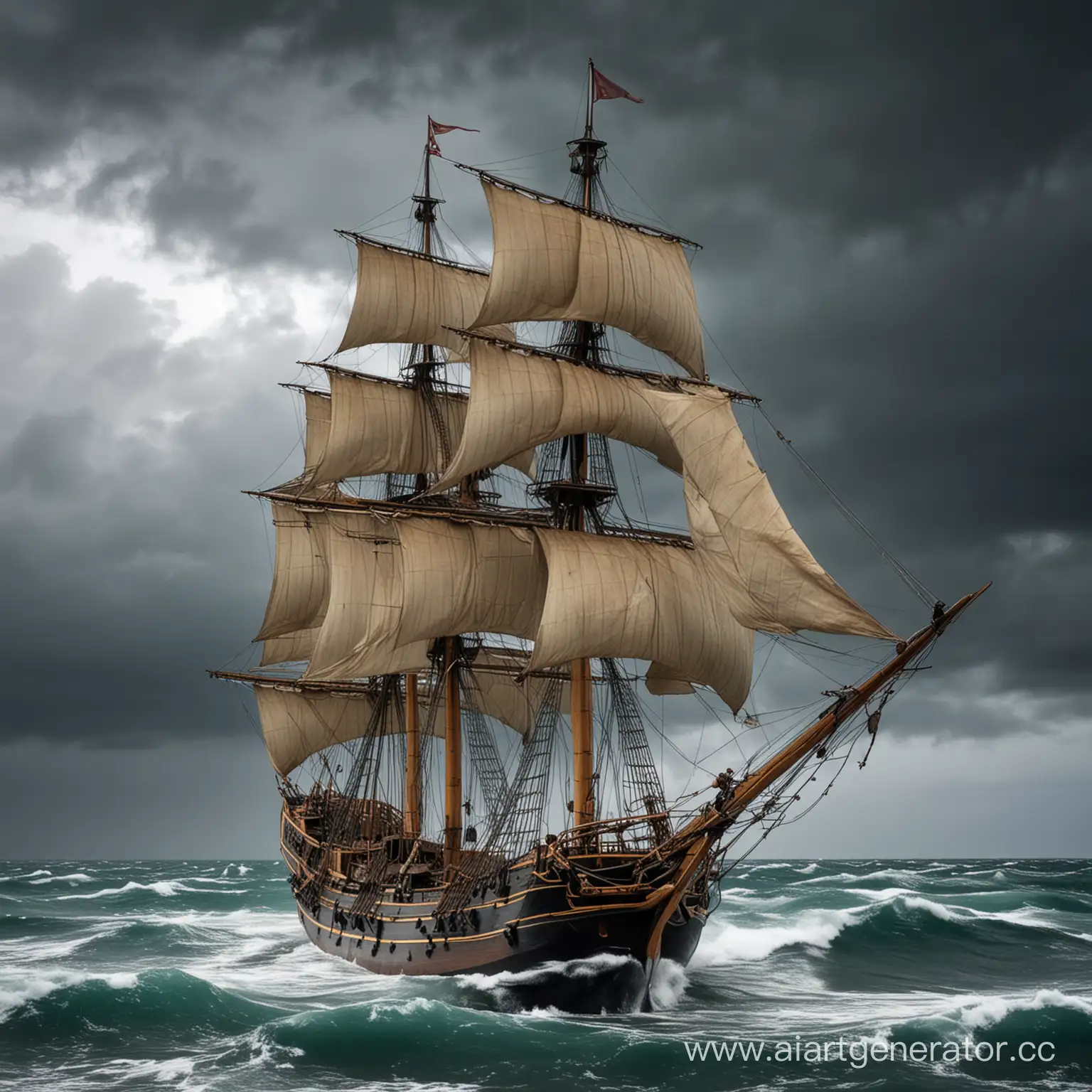 Historic-Sea-Battle-Gallleon-Endures-Fierce-Storm-with-Broken-Mast
