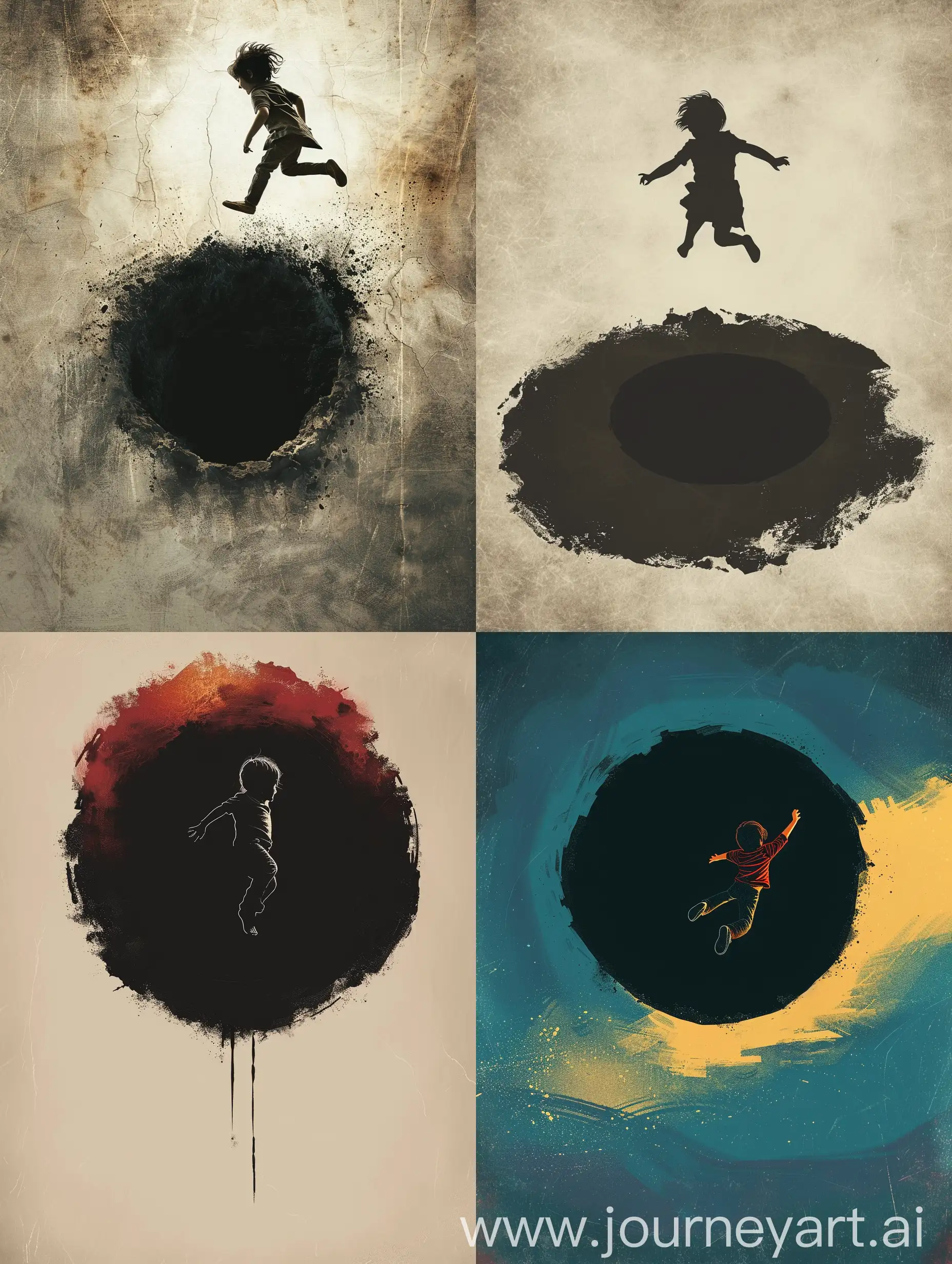 A CINEMA FESTIVAL POSTER. A CHILD JUMP OFF FROM A BLACK HOLE