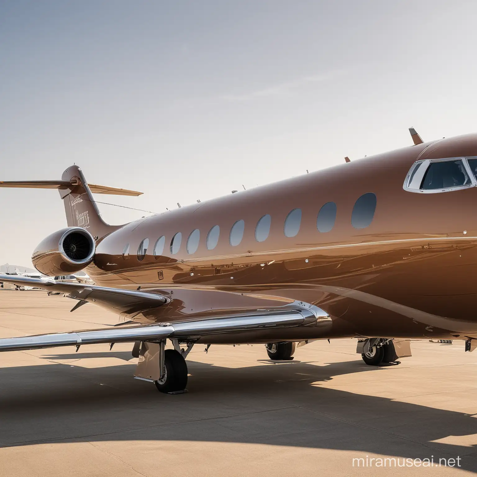 Private Jet Exterior in Rich Brown Hue