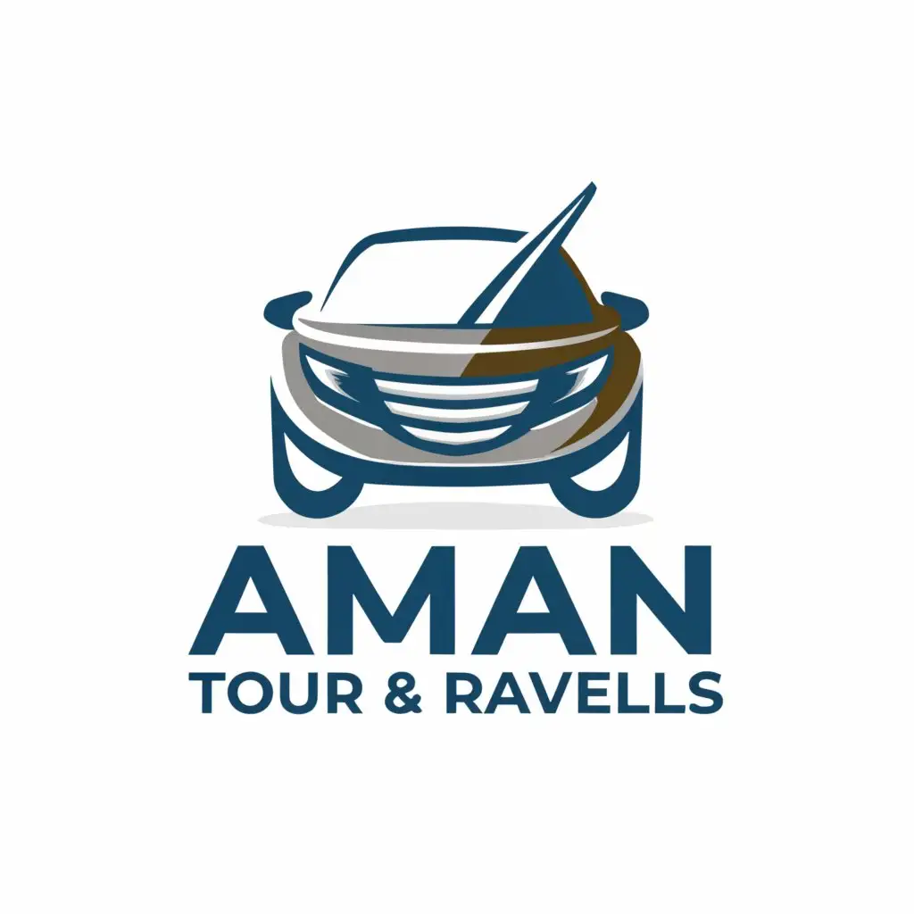 a logo design,with the text "Aman Tour&Travels", main symbol:with car,Moderate,clear background