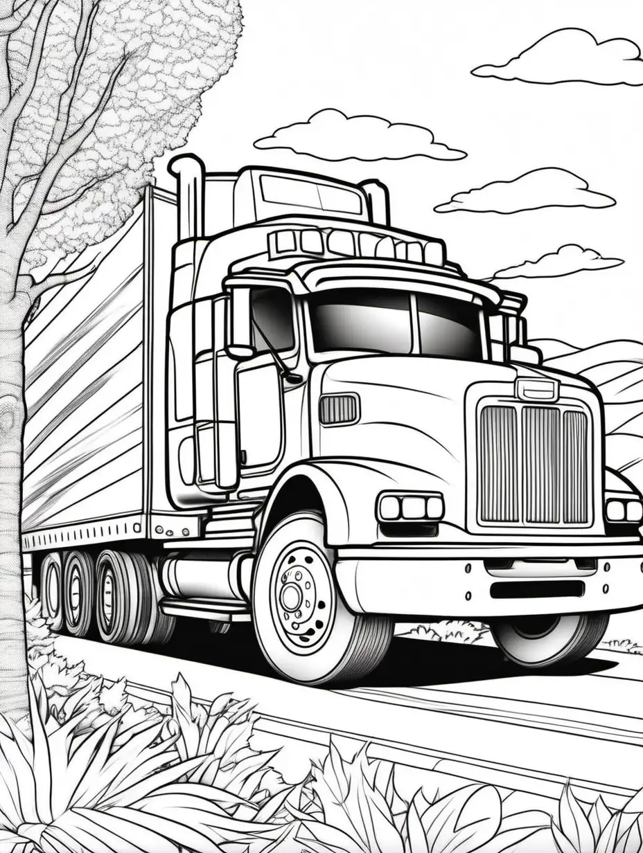 coloring book for kids, thick lines, no shading, less detail, truck full image

