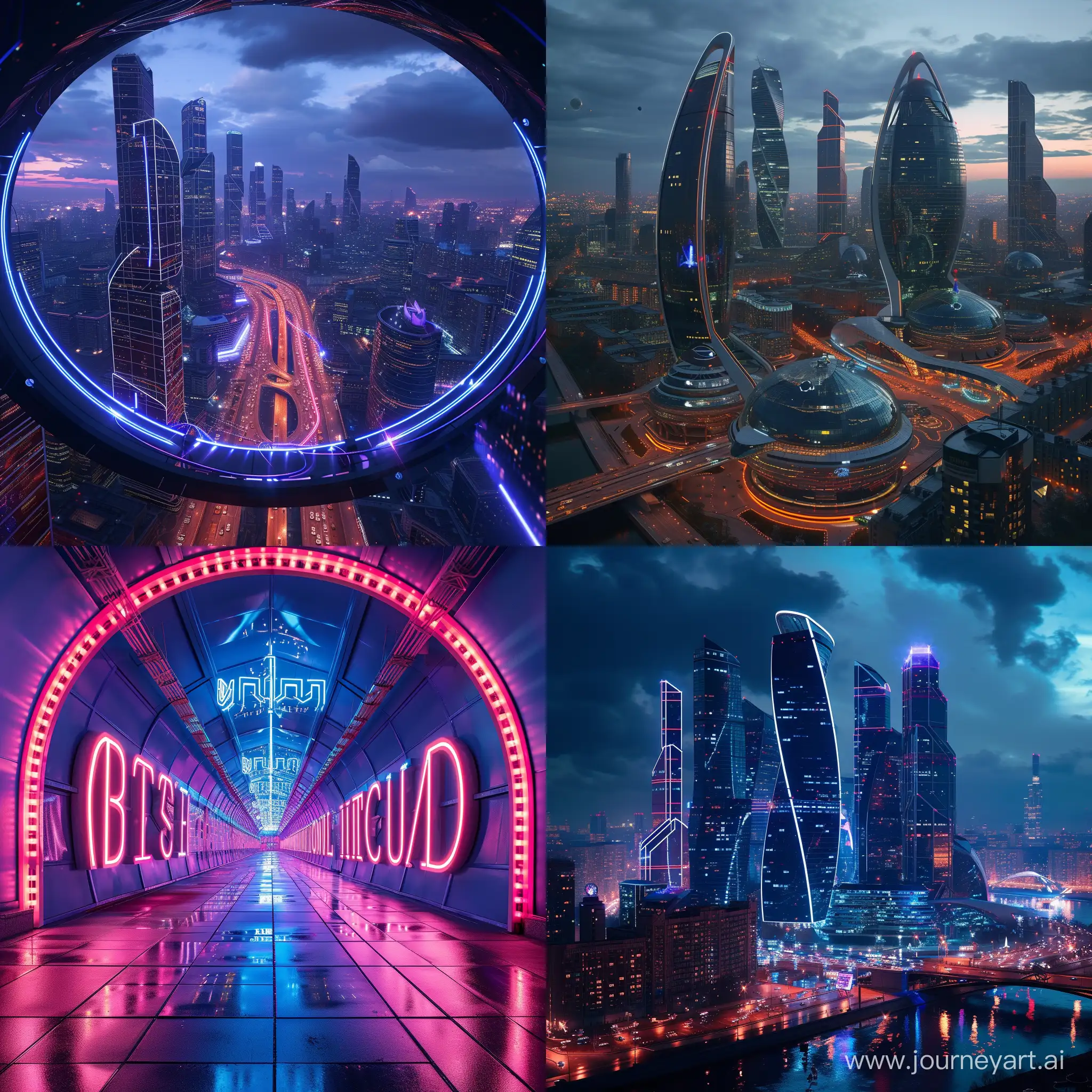 Futuristic Moscow, smart lighting, in cinematic style