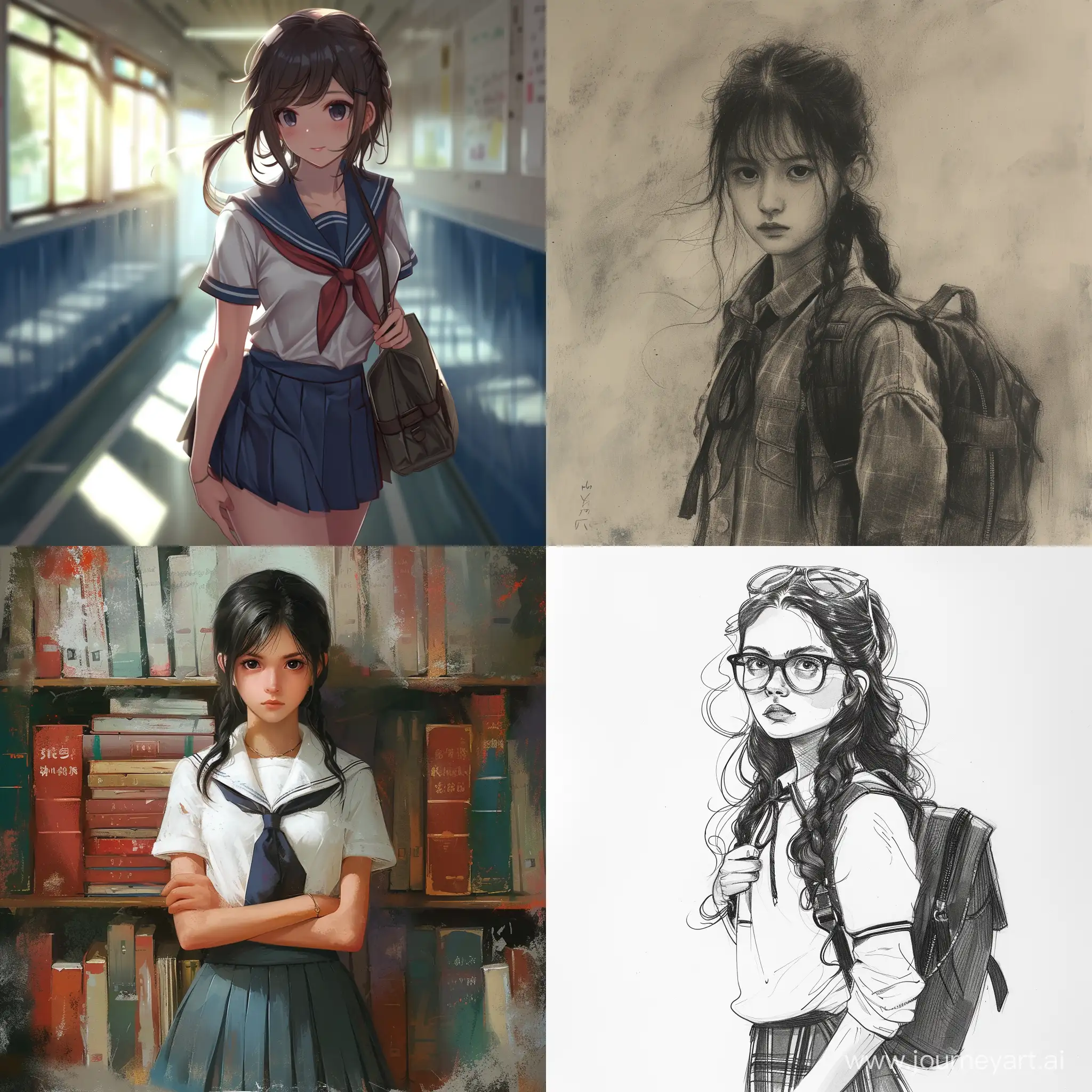 Schoolgirl-Drawing-in-Classroom
