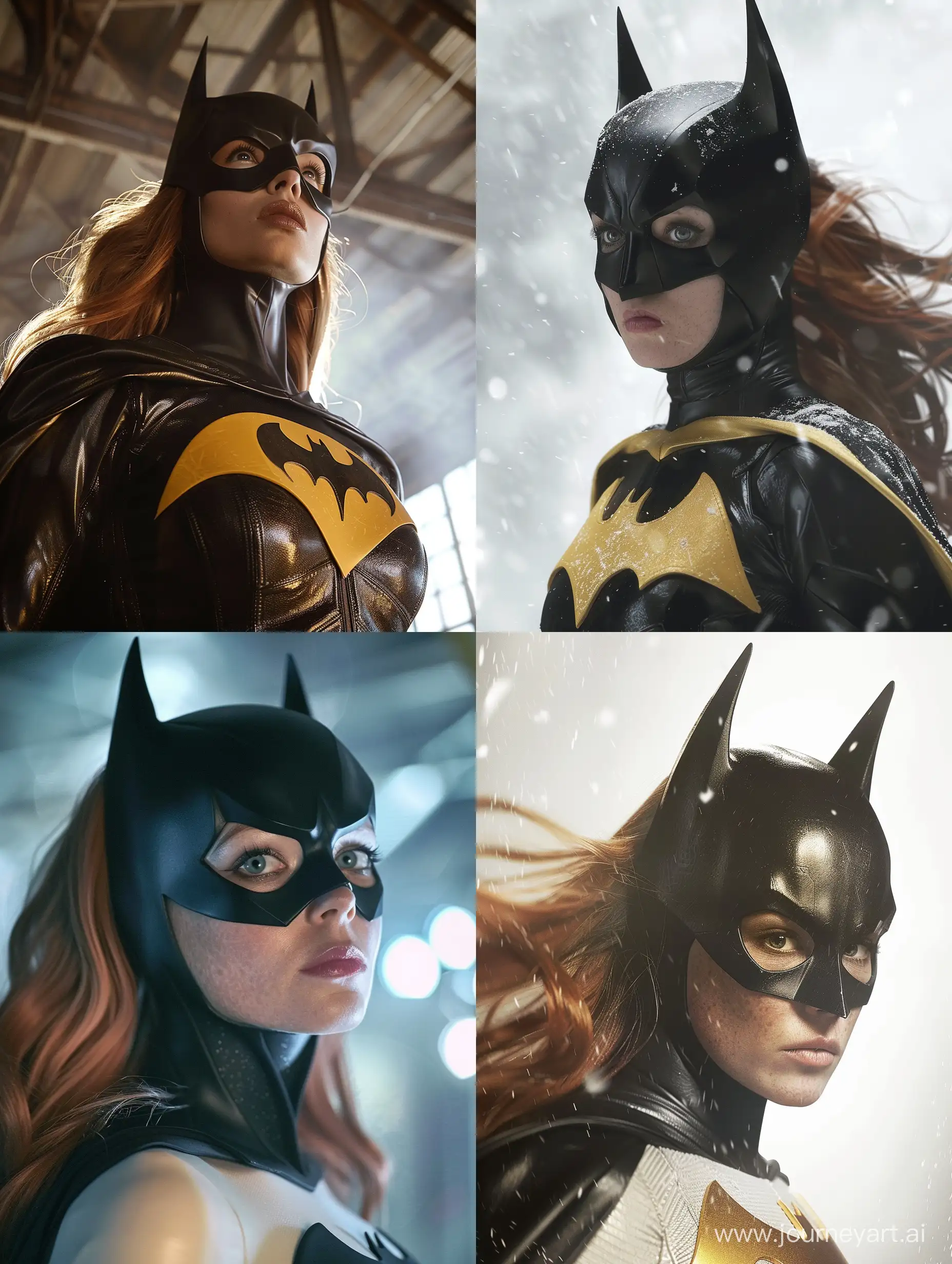 Barbara Gordon as Batgirl in white realistic movie netflix 