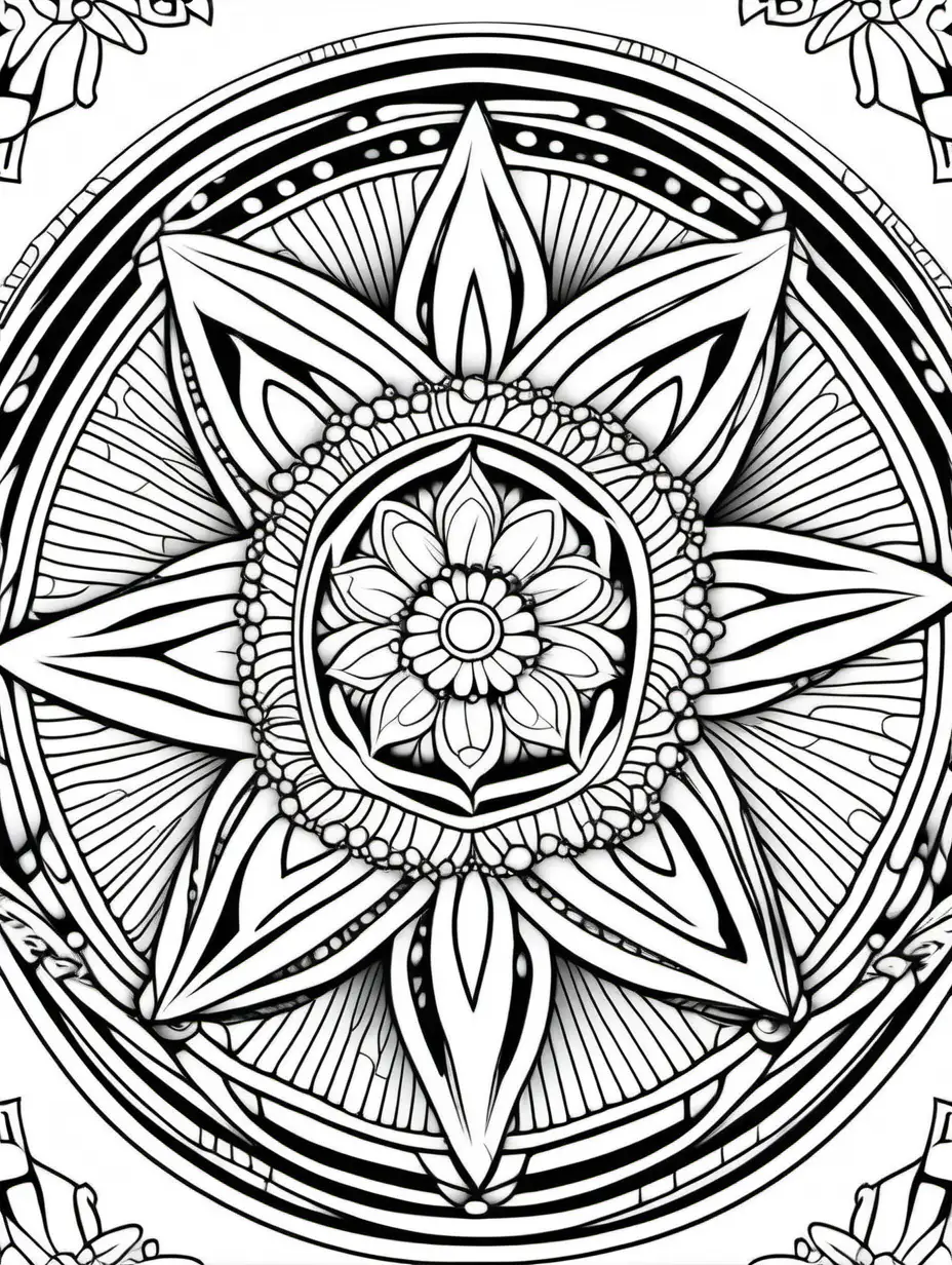 coloring page for children, mandala, disney images, white background, clear line art, fine line art