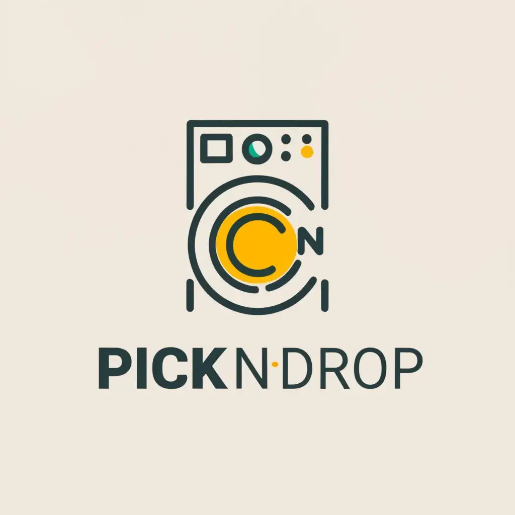 a logo design,with the text "Pick N Drop", main symbol:Washing Machine,complex,clear background