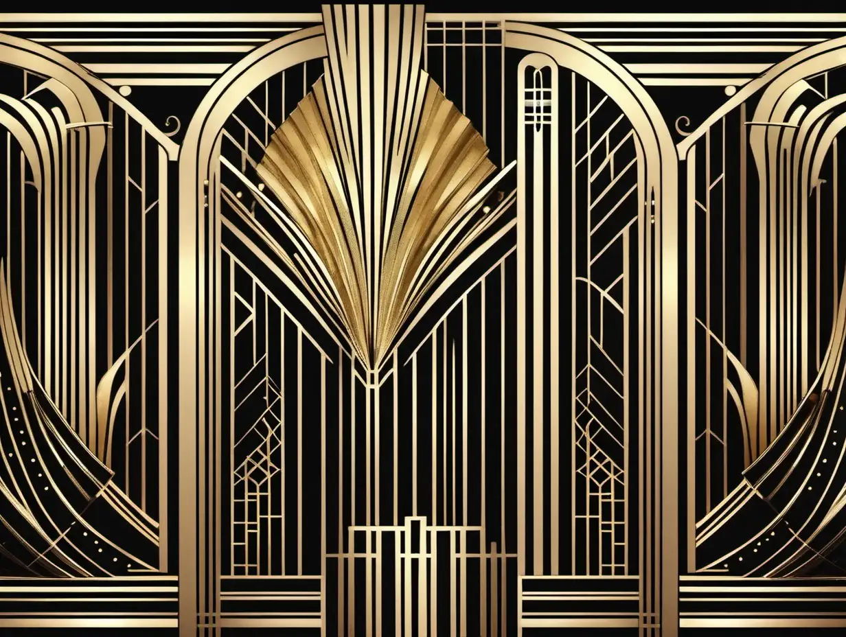 Elegant Art Deco Designs in Gold and Geometric Patterns