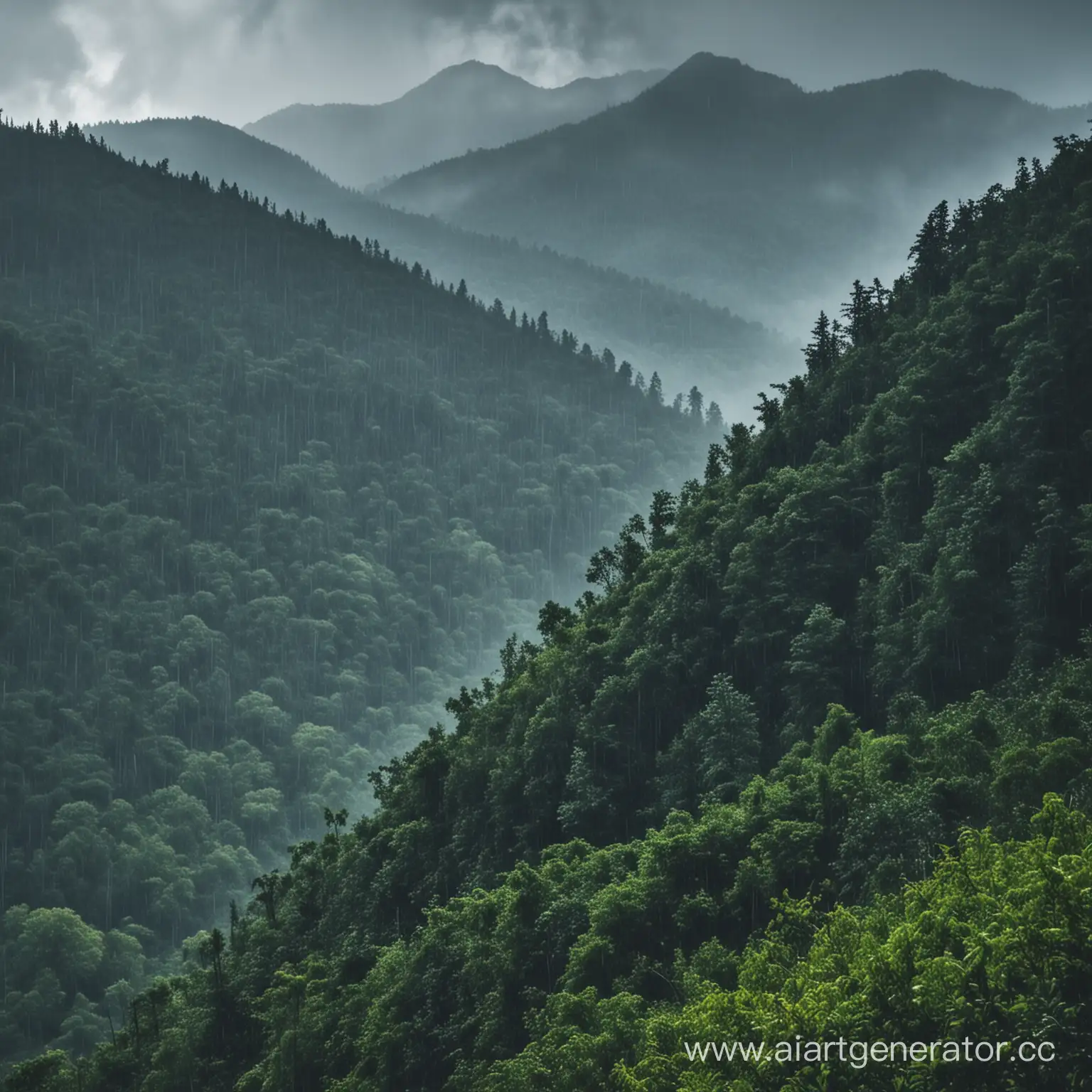 Majestic-Mountains-in-Rainy-Forest-Landscape