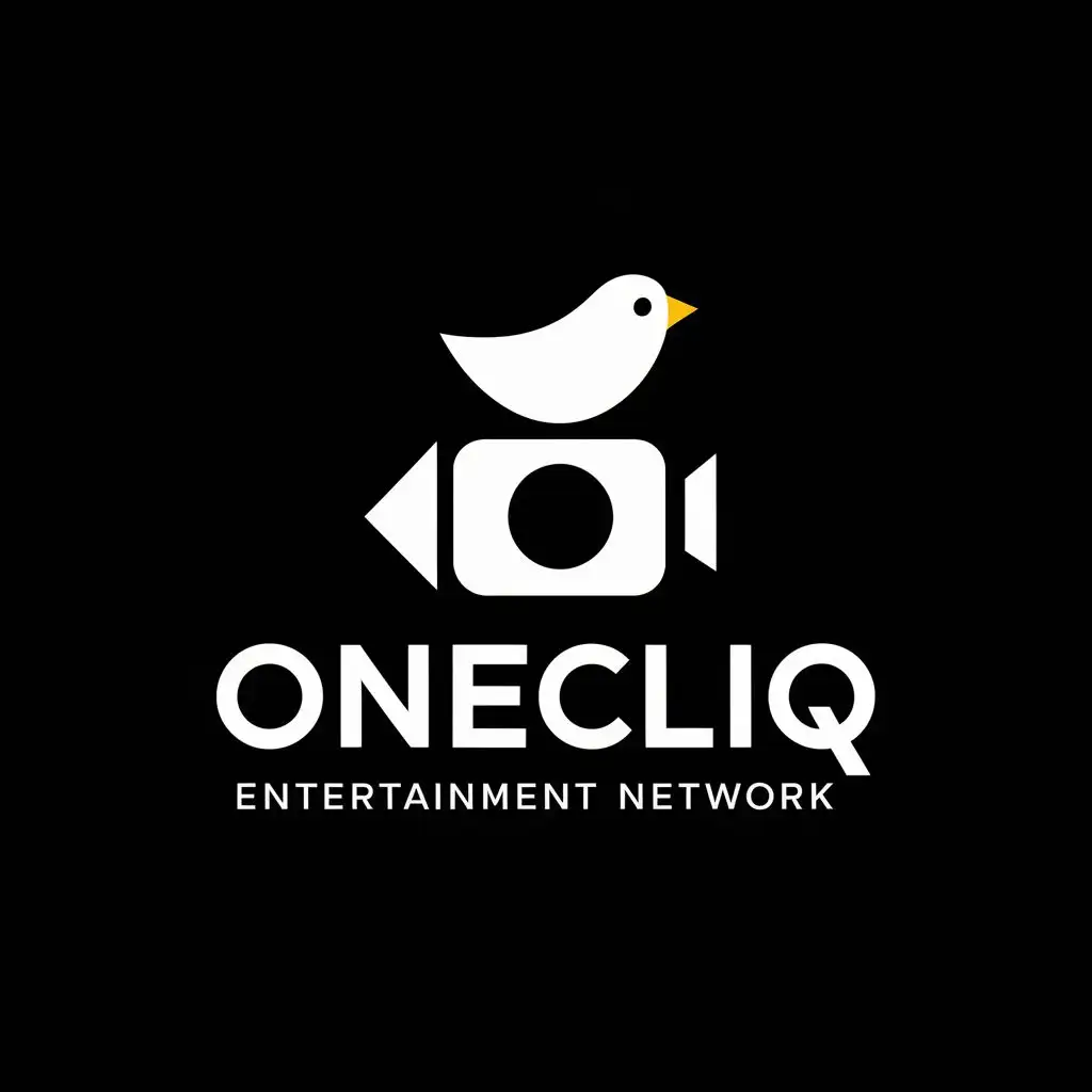 LOGO-Design-For-Onecliq-Entertainment-Network-Captivating-Bird-on-Camera-with-Typography