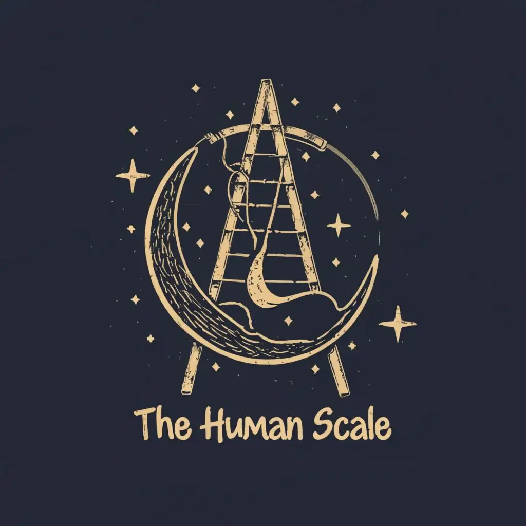 logo, A ladder, the Moon, astrology, with the text "The Human Scale", typography