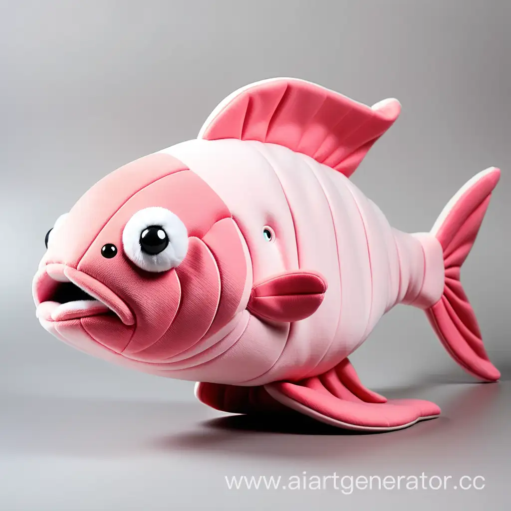 розовая тупая мягкая игрушка рыба 
