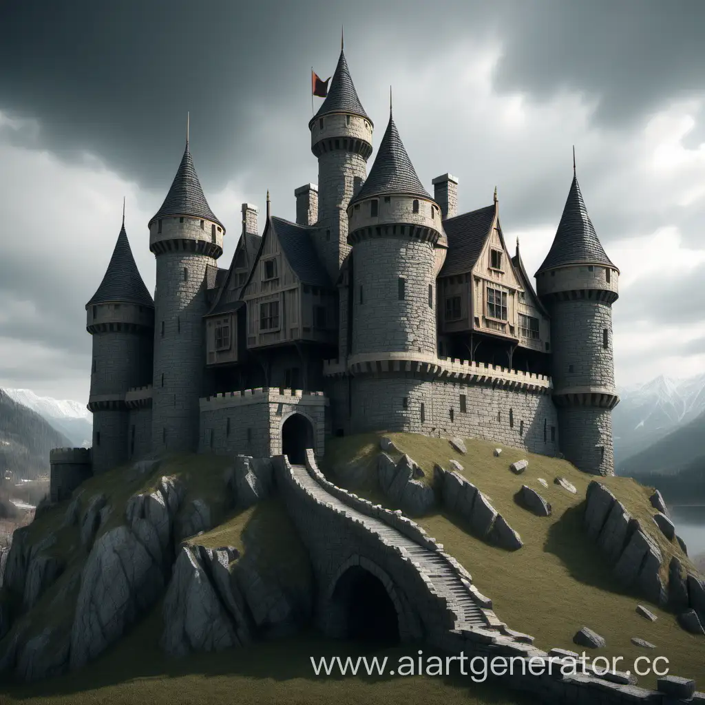 Sturdy-Stone-Castle-with-Shooting-Turrets