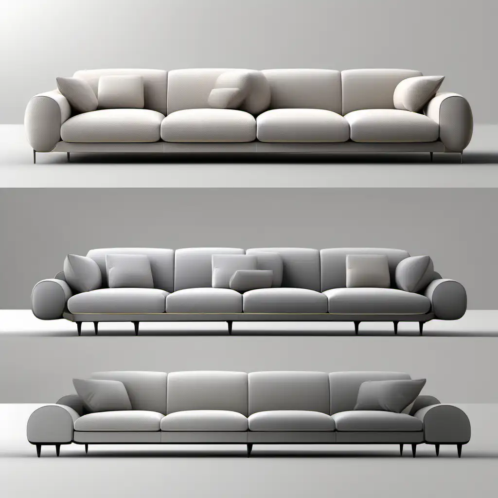 Modern Italian Sofa with PShaped Arms and CloudLike Sleeve Design