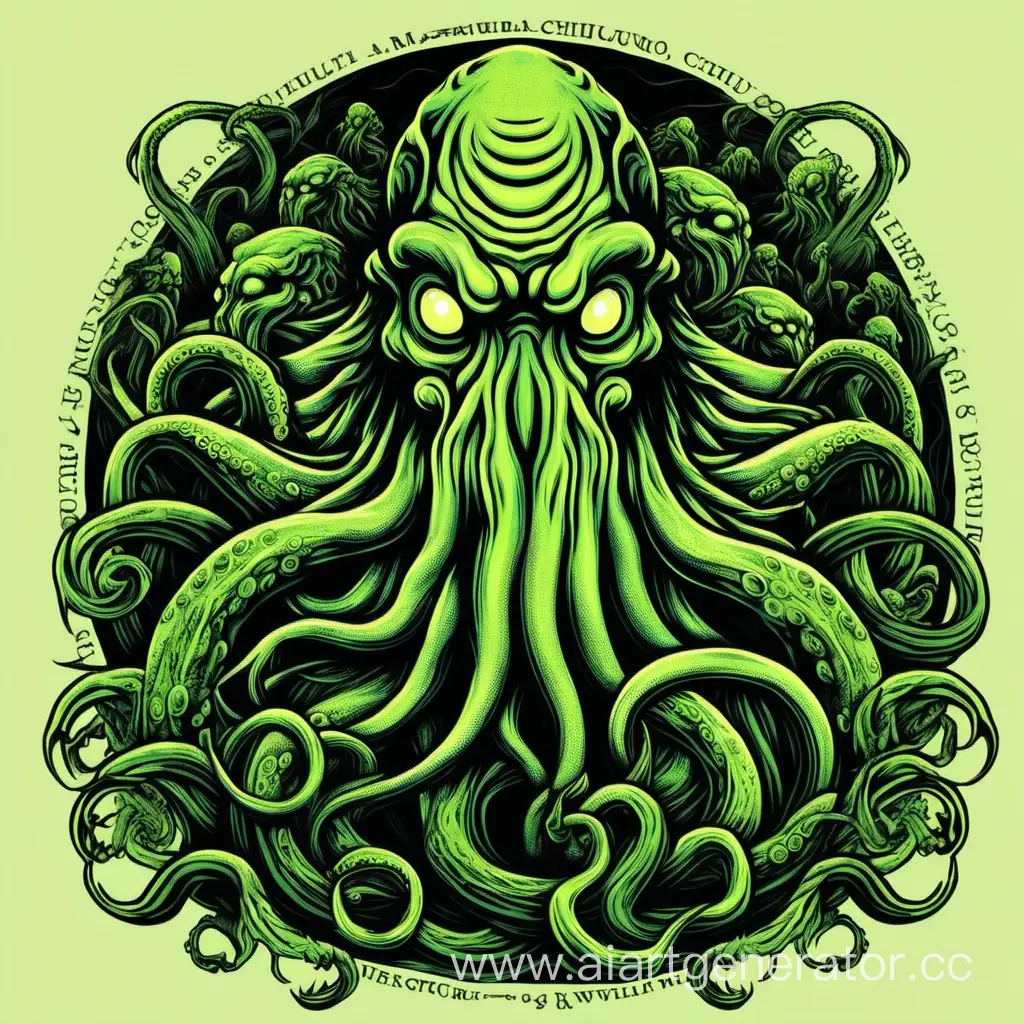 Howard-Lovecraft-Style-Art-Cthulhu-Rises-in-Mysterious-Solid-Background