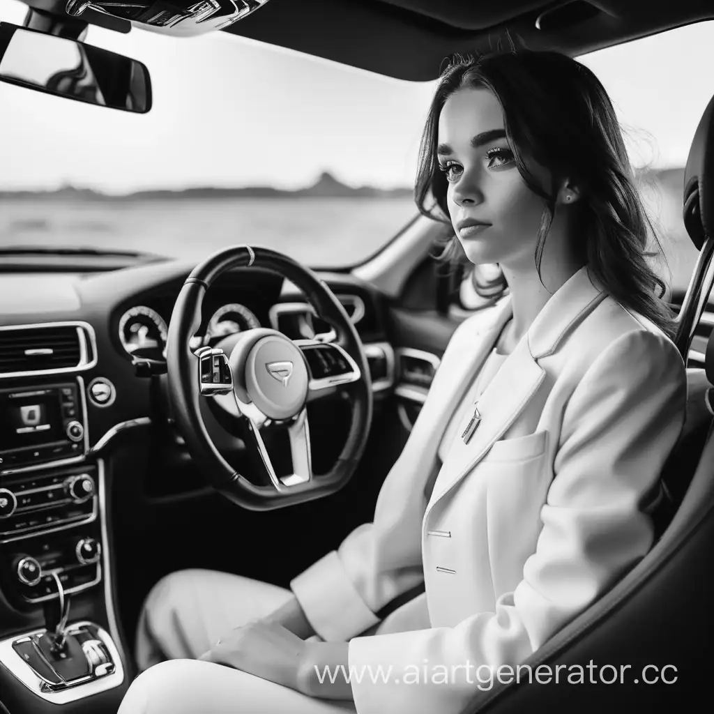 Elegant-Woman-in-Black-and-White-Livery-Driving-a-Car