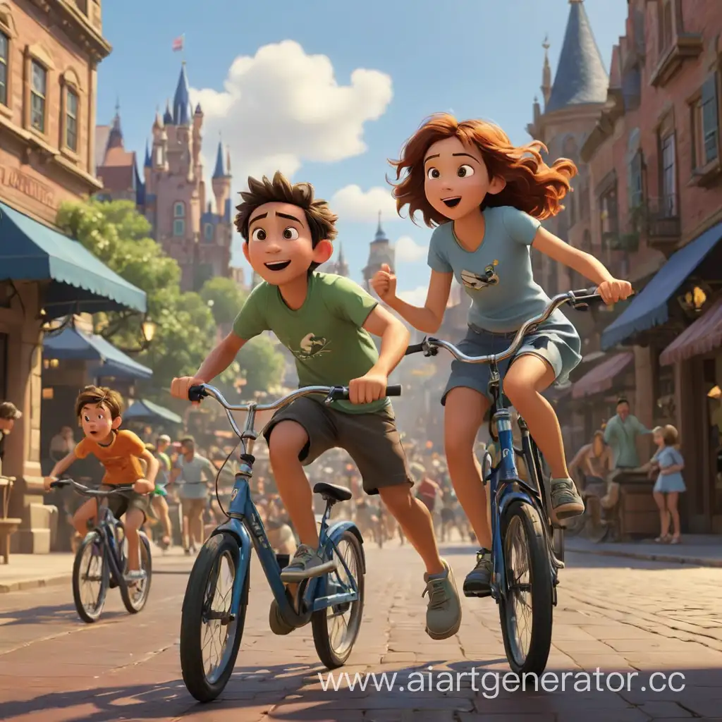 run, fly, drive, sit, stand, ride a bike, swim, dance, jump  people  make it in disney pixar style