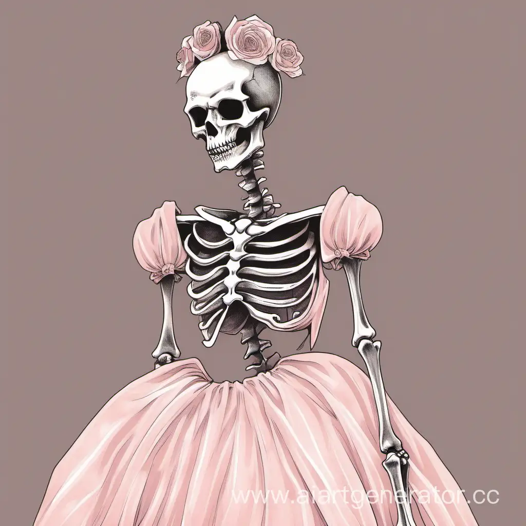 Elegant-Skeleton-in-Pale-Pink-Dress-Hauntingly-Beautiful-Undead-Fashion