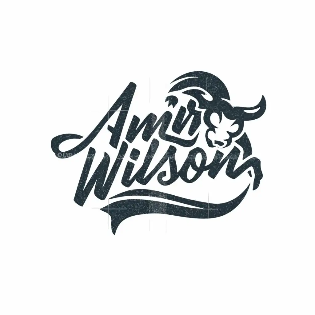 a logo design,with the text "Amir Wilson", main symbol:bull,