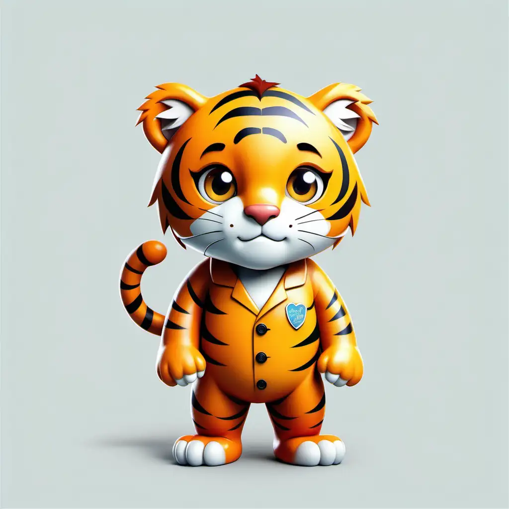 Adorable Tiger Mascot in Minimalistic Vector Art Style