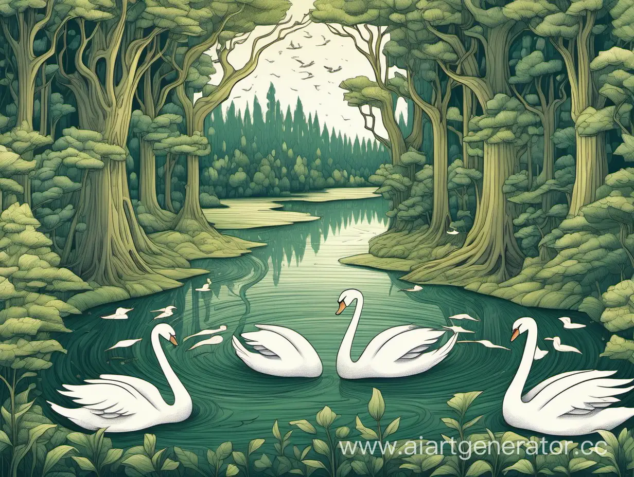 Enchanted-Grove-with-Swan-Lake-in-Bilbin-Style