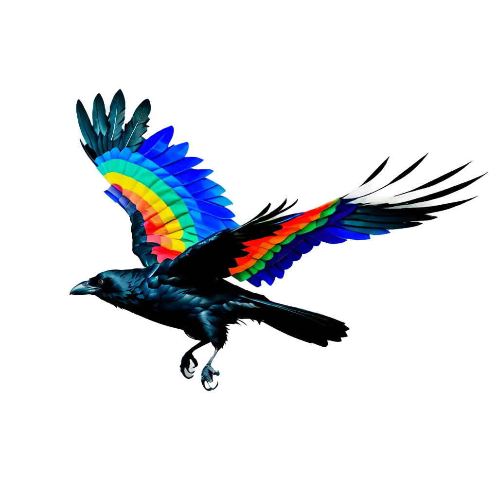Vibrant-PNG-Image-of-a-RainbowFlying-Raven-Capturing-Natures-Beauty-in-High-Quality