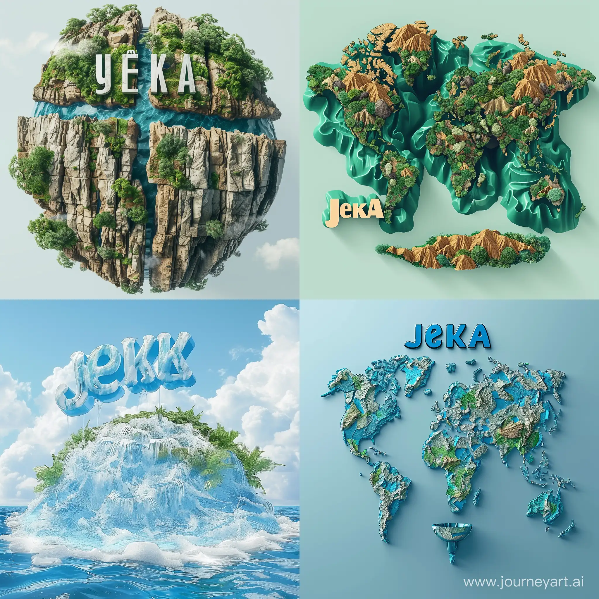 a large image of the world "Jeka", with attractive shape of water font,