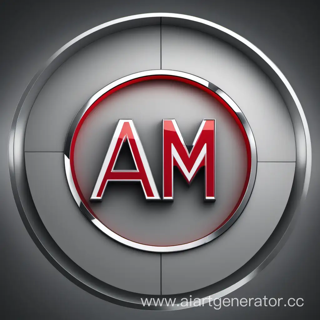 круглый логотип автосалона с буквами AM в красном цвете